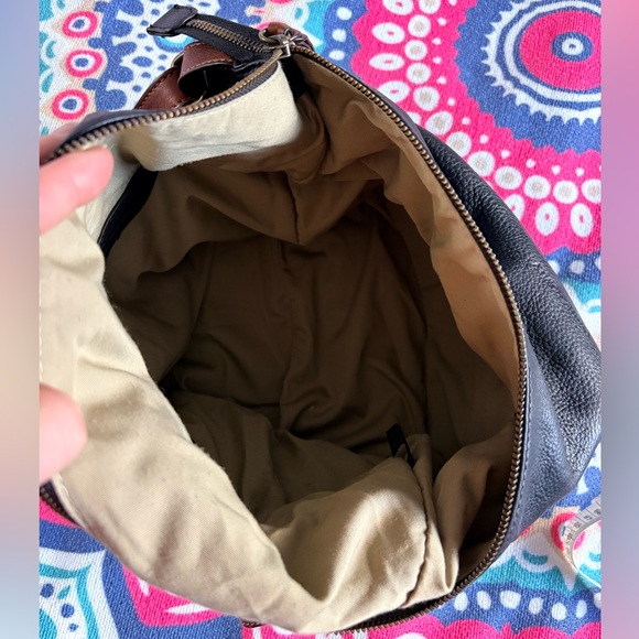 Cynthia Rowley Black Pebbled Leather Hobo Shoulder Bag with Brown Accents EUC - Picture 6 of 13